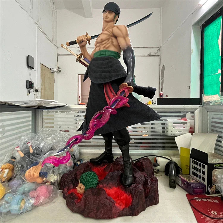 One Piece Anime Large 50cm Five-Headed Eagle Carrying Knife Domineering Zoro Collectible Statue Model Figure Ornament Gifts