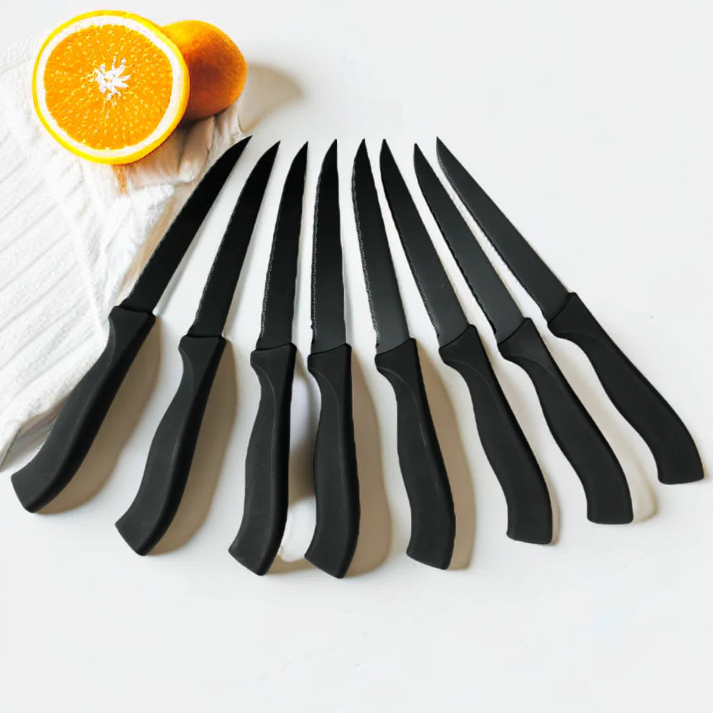 Table Knife Set  4/6/8Pcs Black Matte Comfort Handle Paring Knives German Stainless