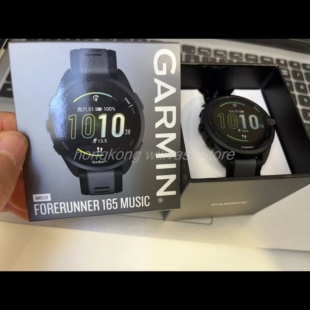 Garmin Forerunner 165 GPS Running Smartwatch AMOLED Touchscreen 11 Days Battery Life Training Metrics and Recovery Insights