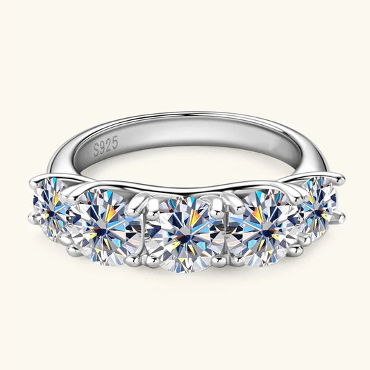 Rings for Women 5 Stones Sparkling Diamond Wedding Band