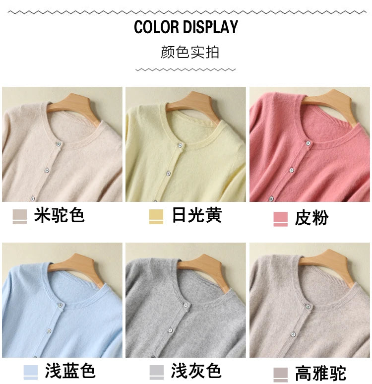 Women Cardigan Large Size Warm Pure Mink Cashmere Sweaters O-neck Loose Coat