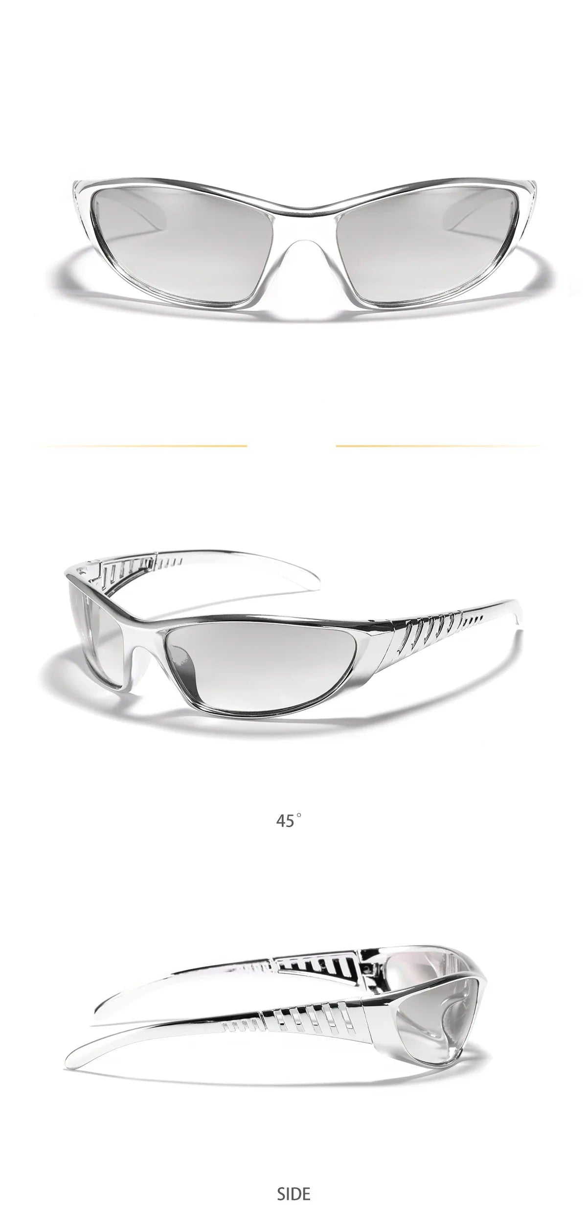 Y2K Silver Sunglasses Color Hollowed Out Future Sense Of Technology Hot Girls Net Red Sunglasses Women Sunglasses Trendy Men