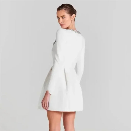 A-Line Women Short Wedding Dresses Quality Long Sleeves