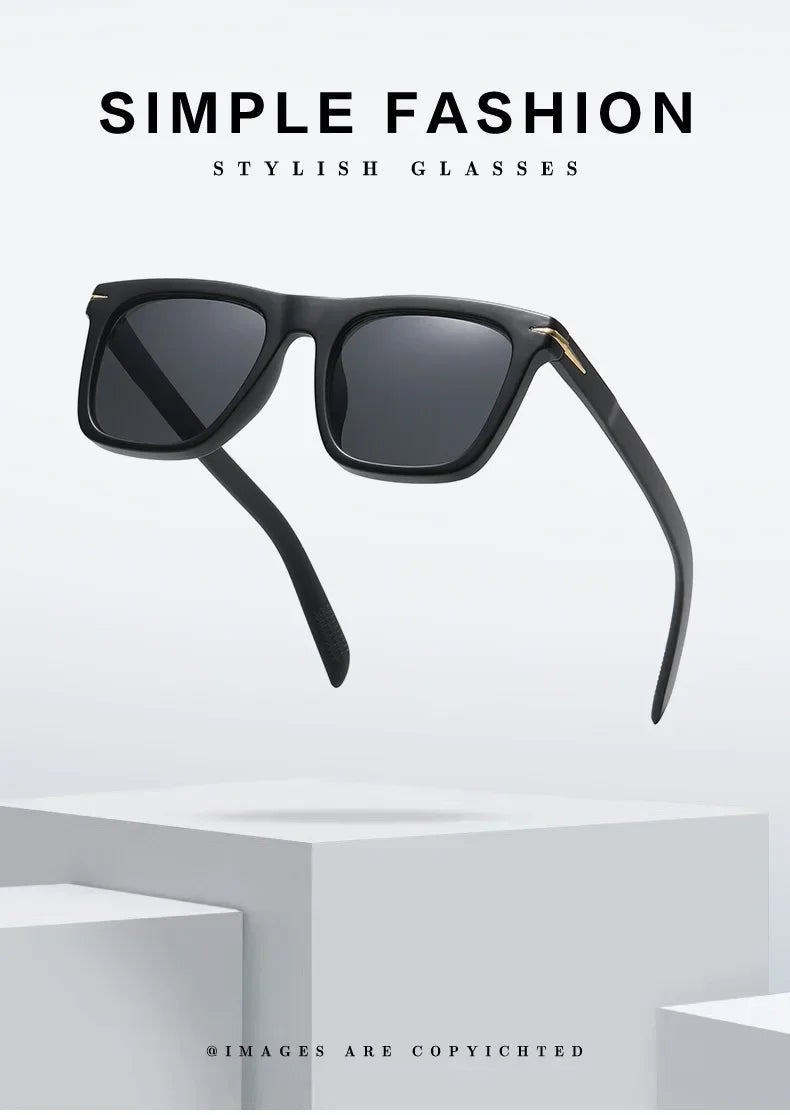 Vintage Square Sunglasses Men Anti-Blue Light Glasses Fashion Gradient Driving Shades Leopard Black Brand Oculos