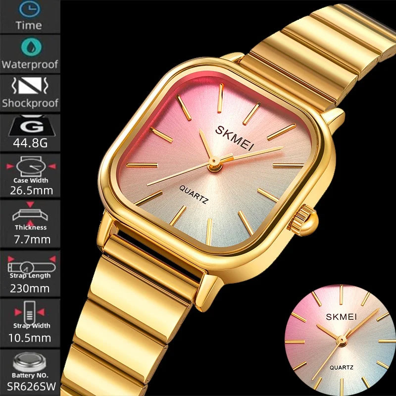 Skmei Women’s Bracelet Quartz Watches Luxury Stainless Steel Strap Waterproof Casual Analog Wristwatch Fashion Female Time
