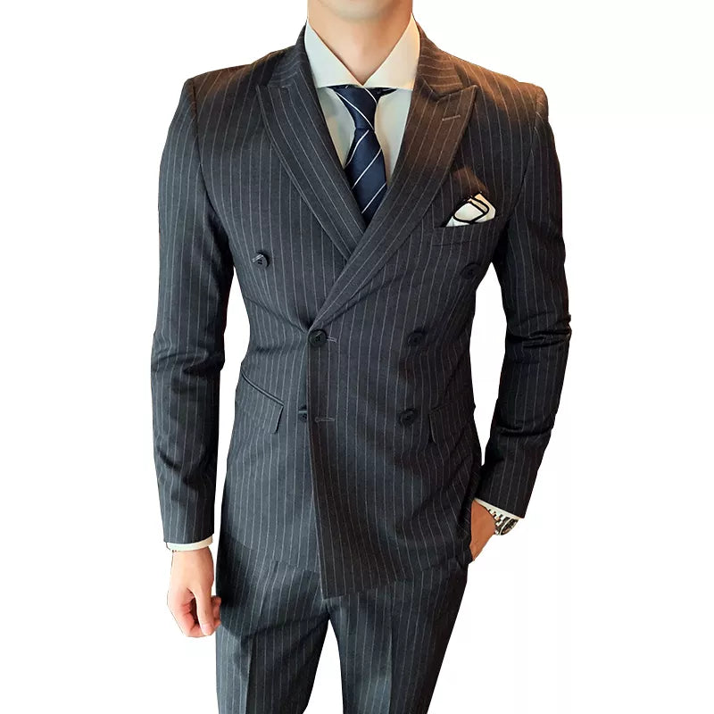 Tuxedo for Mens: Elegant Men's Three-Piece Double-Breasted Tuxedo Suit for Weddings