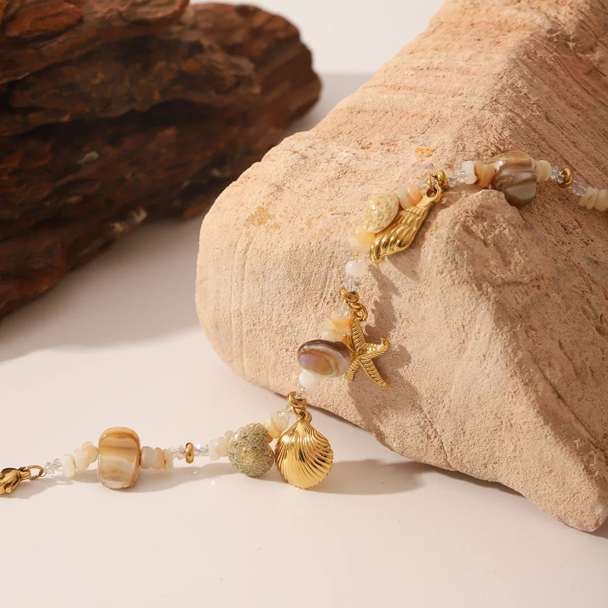 Vintage Real Shell Pendant Bracelet Woman Stainless Steel Adjustable Summer Beach Starfish Conch Hand Chain Jewellery Waterproof