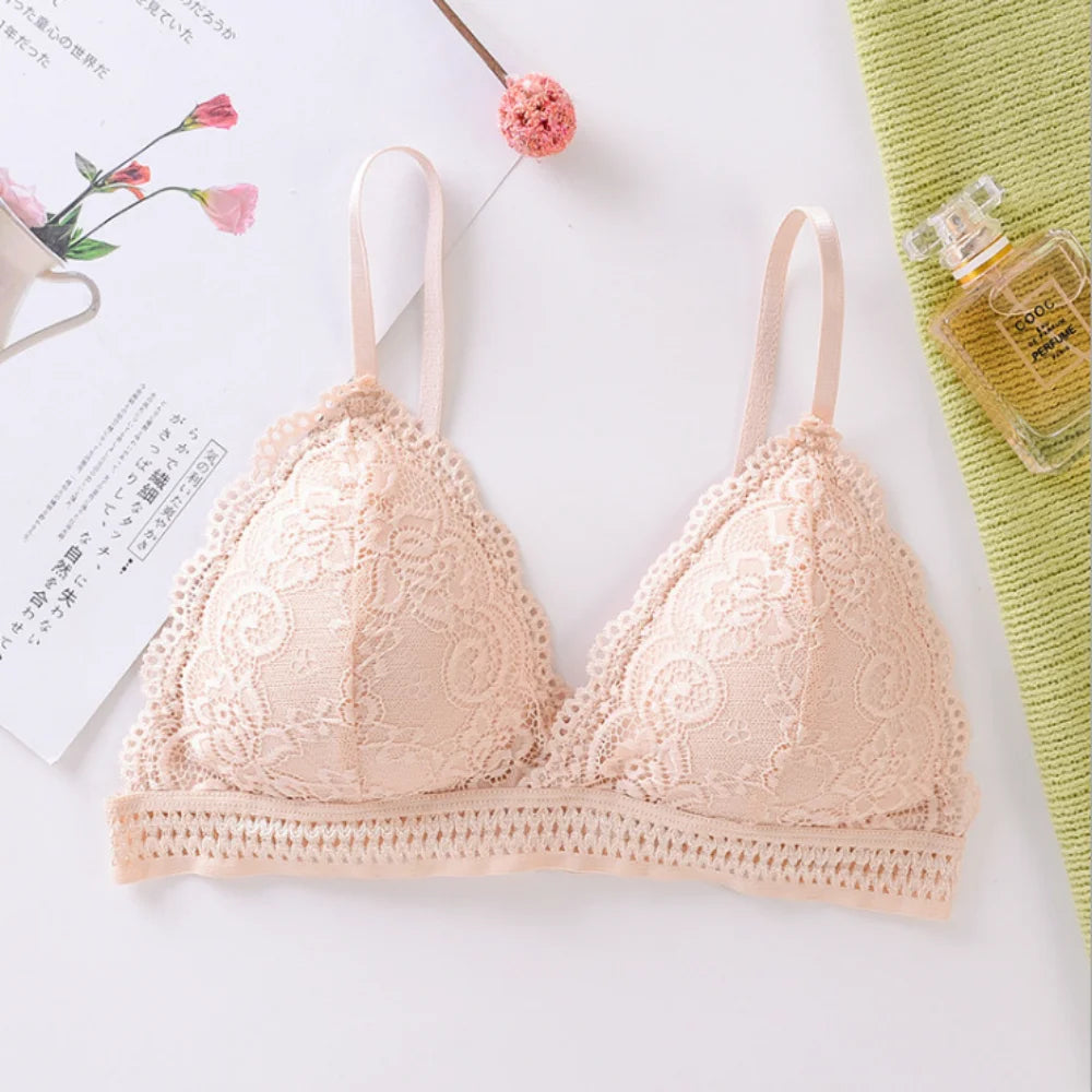 French Beautiful Back Bra Women'S Thin Lace Beautiful Back Bra No Steel Ring Sling