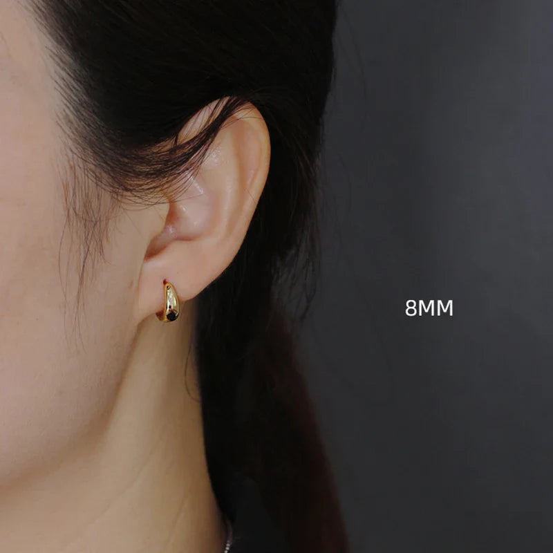 WANTME 925 Sterling Silver Simple Wide Huggies Gothic Hoop Earrings for Women European Unisex Piercing Rock Jewelry Ear Buckles