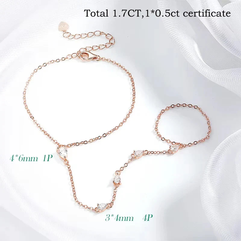 Smyoue Pear Cut Genuine Moissanite Bracelets for Women Girls Luxury Chain Lab Diamond S925 Sterling Silver Plated 18K Jewelry