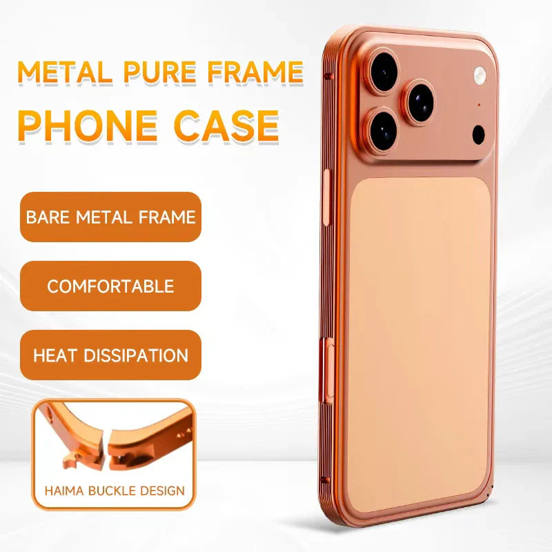 Anti-Slip Metal Frame Adhesive PE Frosted Backplate Phone Case For iPhone 17 Pro Max 15 14 13 16 Pro Max Shockproof Back Cover