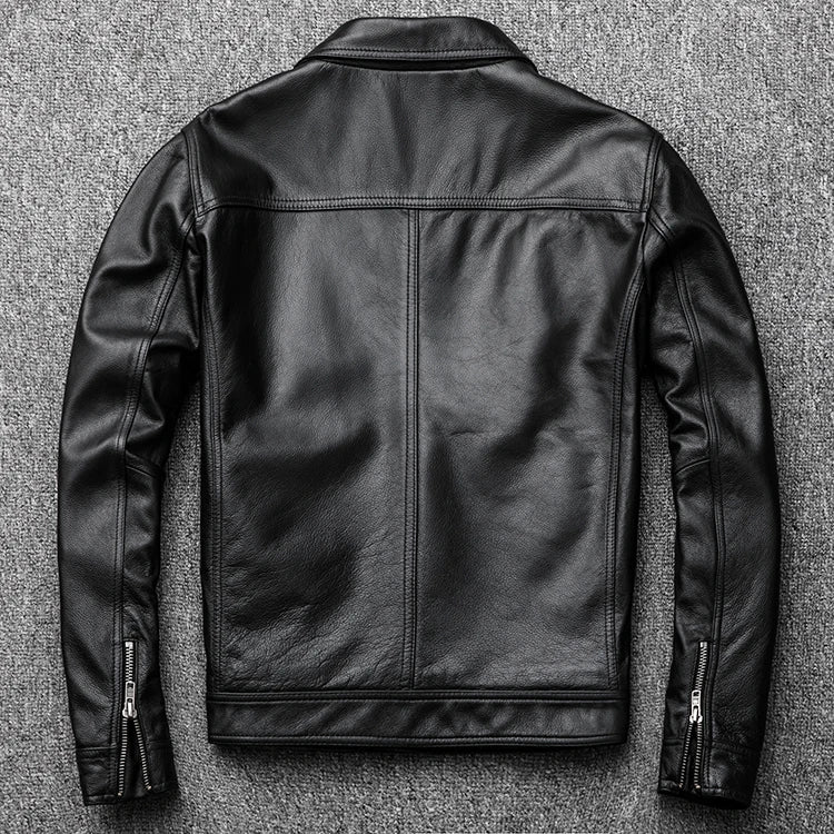 leather jacket casual denim leather coat leather coat PU washed leather, leather soft