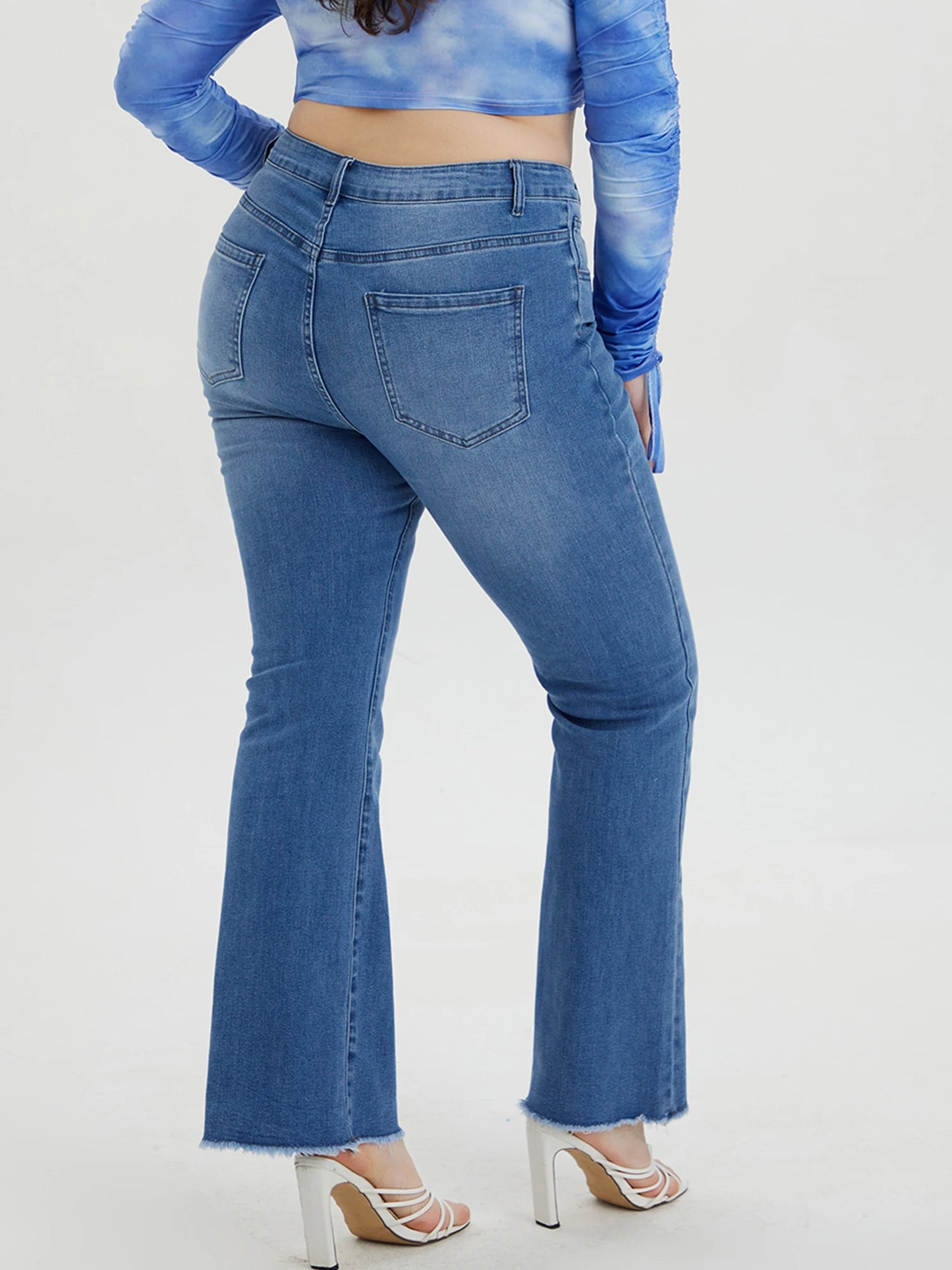 Spring Plus Size Light Blue Jeans for Women Curvy Stretchy Women Jeans