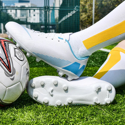 Men's Turf Soccer Shoes Kids Outdoor Long Spikes Training Ankle Football Boots
