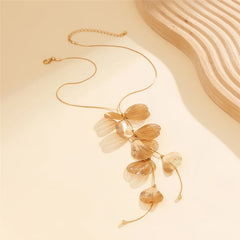 Kpop Flower Petal Pendant Choker Necklace for Women Wed Bridal