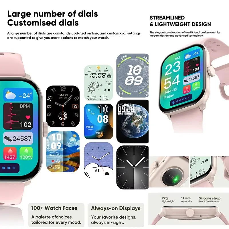 New BOXUXING Watch 5 Global Version Men Women HD AMOLED Screen Heart Rate Bluetooth Call GPS Track Waterproof Sports Smart Watch