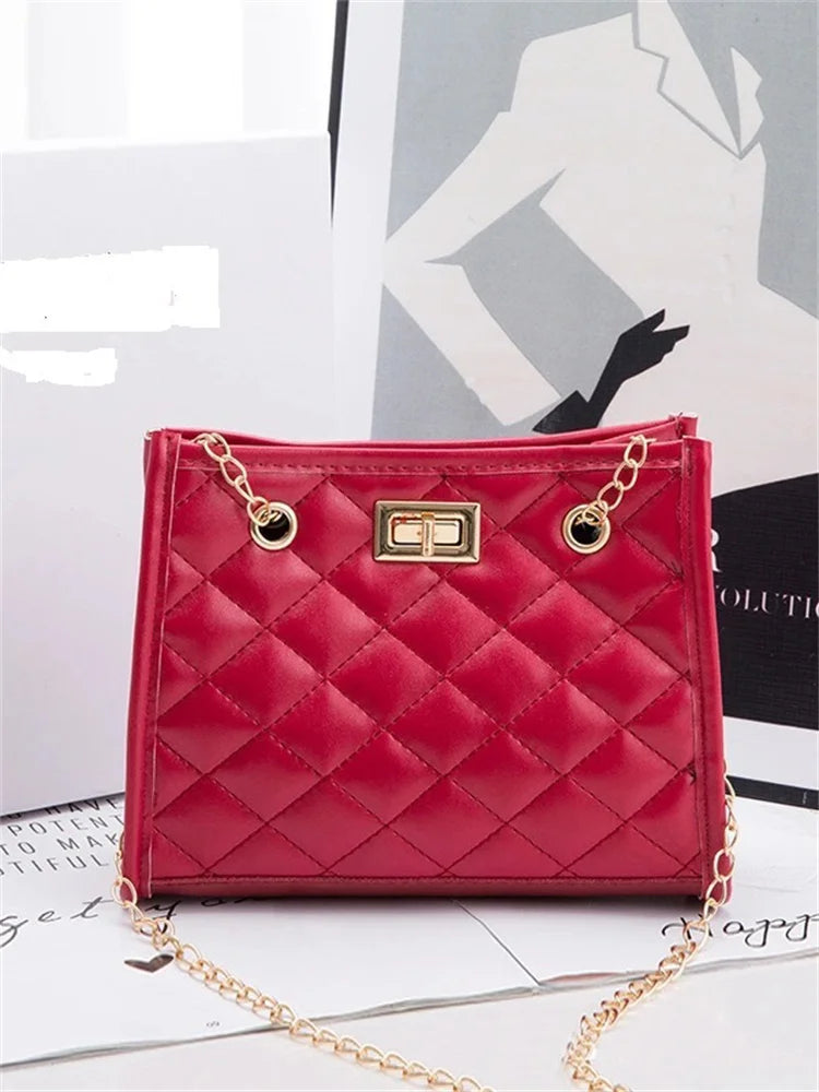 Solid Color Prismatic Plaid Women Shoulder Bag Korean Version