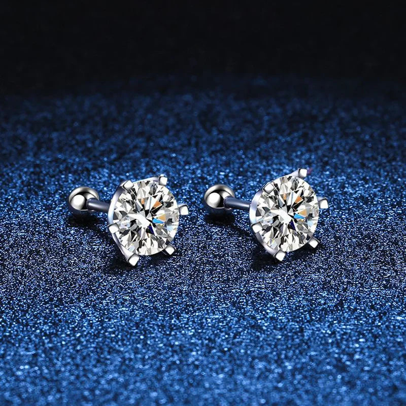 Gica Gema 0.5-2ct Moissanite Screw Stud Earrings D Color 925 Sterling Silver Diamond Earrings For Women Wedding Fine Jewelry