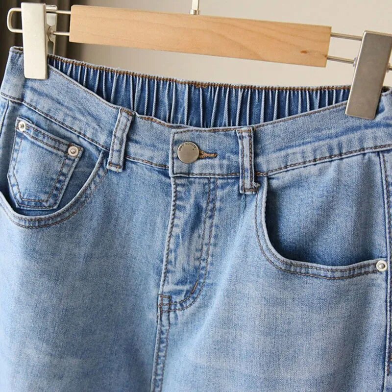 Oversize 5XL Ankle-Length Harem Jeans Baggy High Waist Womens Straight Denim
