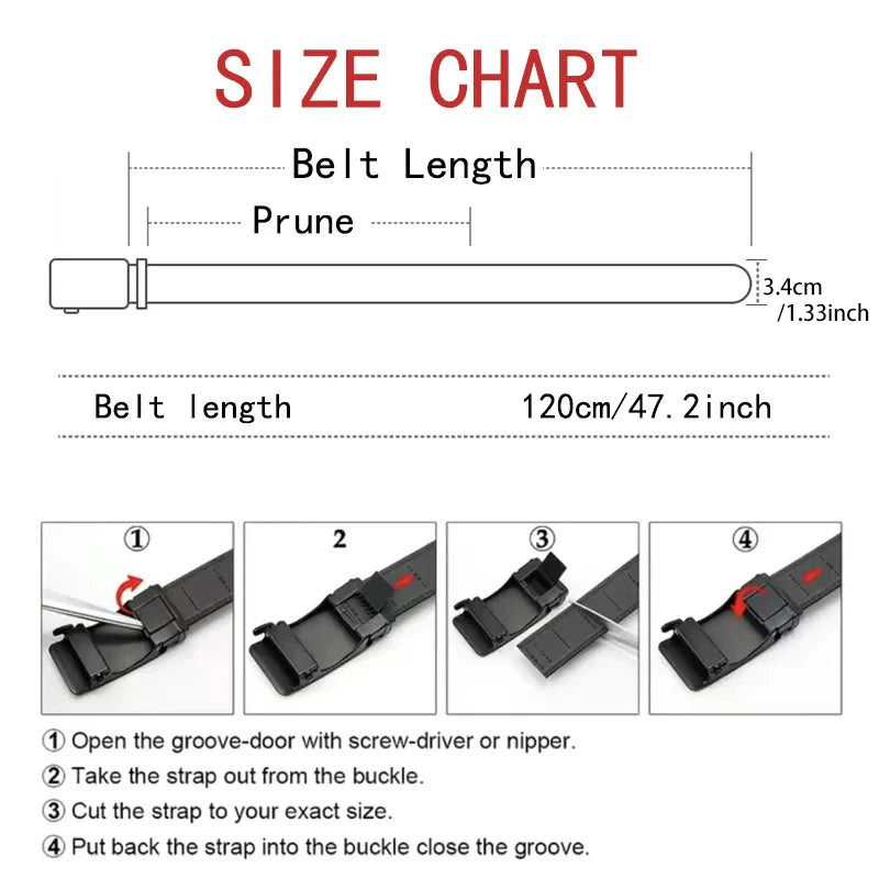 Business Men's Belt Metal Automatic Buckle Work Belt High Quality Men 120cm Leather Belt Business