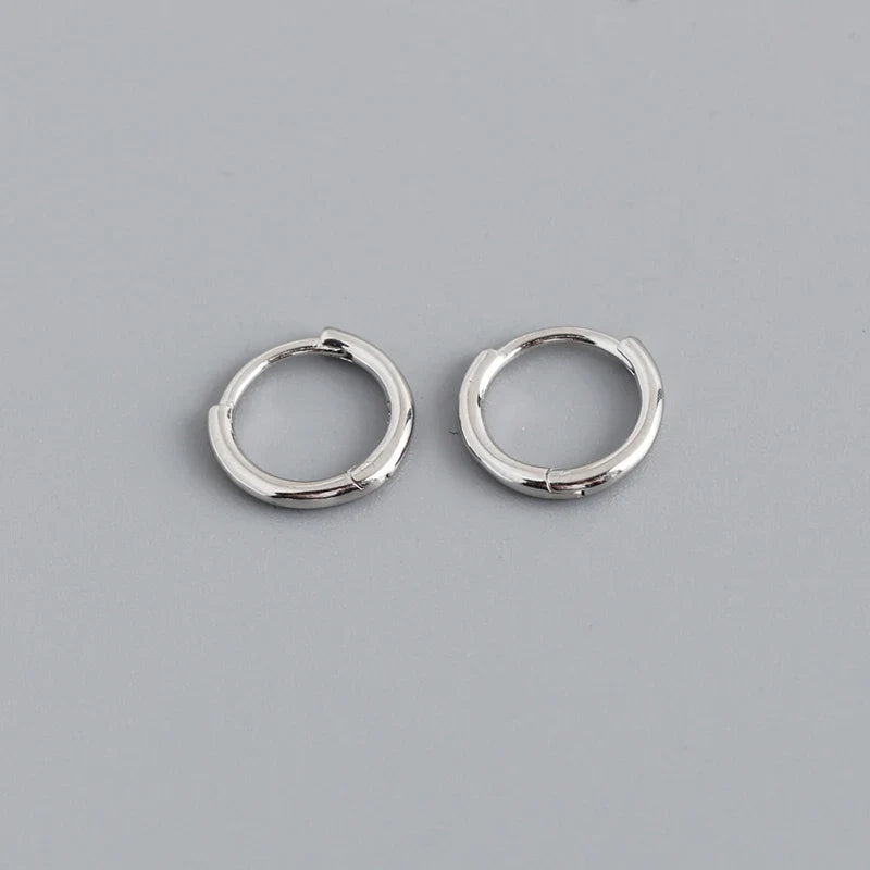 WANTME 925 Sterling Silver Minimalist Glossy Circle Hoop Earrings for Women Fashion Simple Ear Bone Piercing Jewelry Accessories