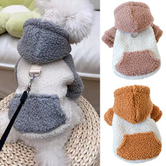 Berber Fleece Puppy Dog Hooded Sweater with Buckle Winter Warm Pet Clothes