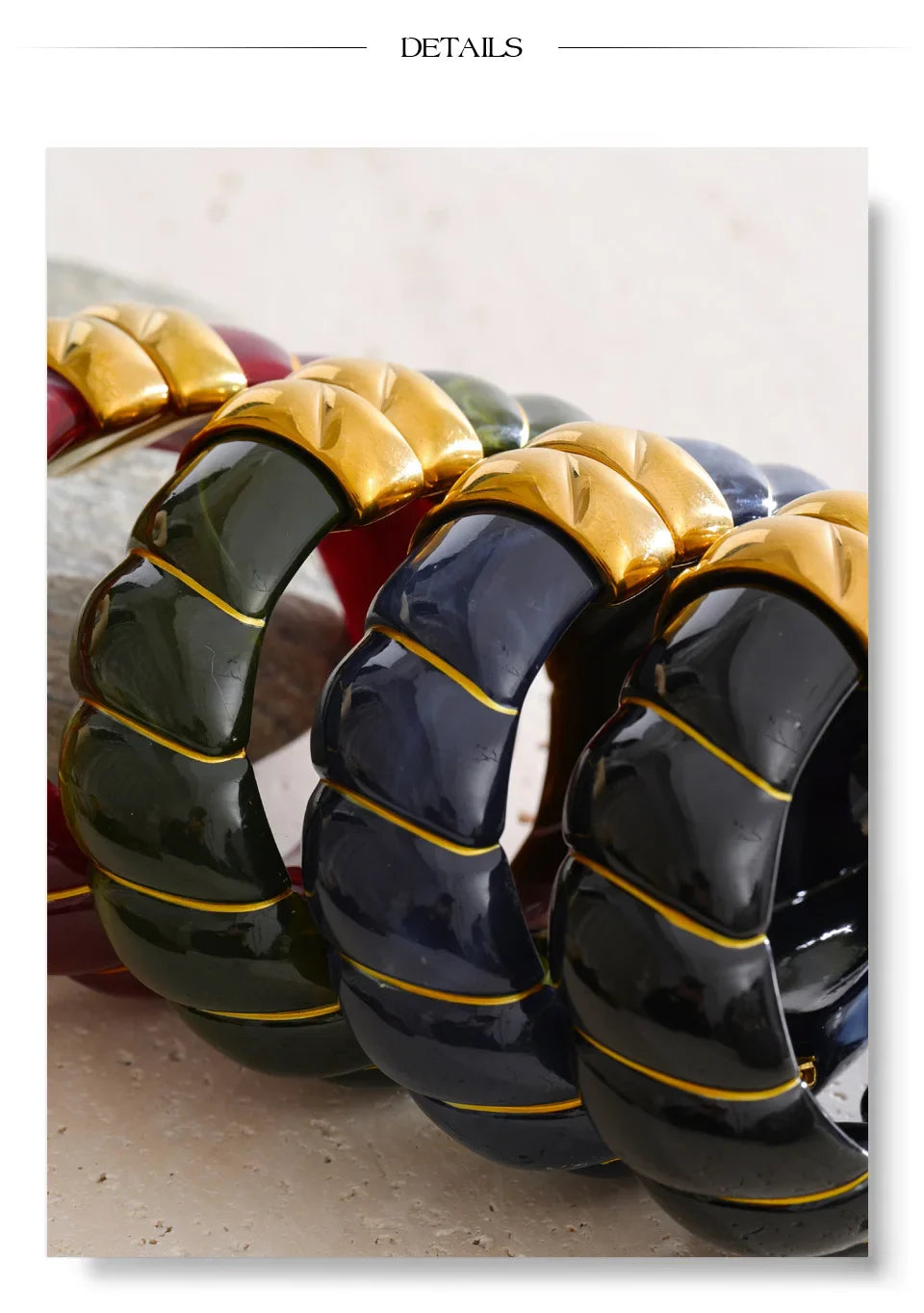 Yhpup Exclusive Multi-Color Acrylic Resin Wide Statement Bracelet Bangle Stainless Steel Autumn Winter Sweater Wrist Jewelry