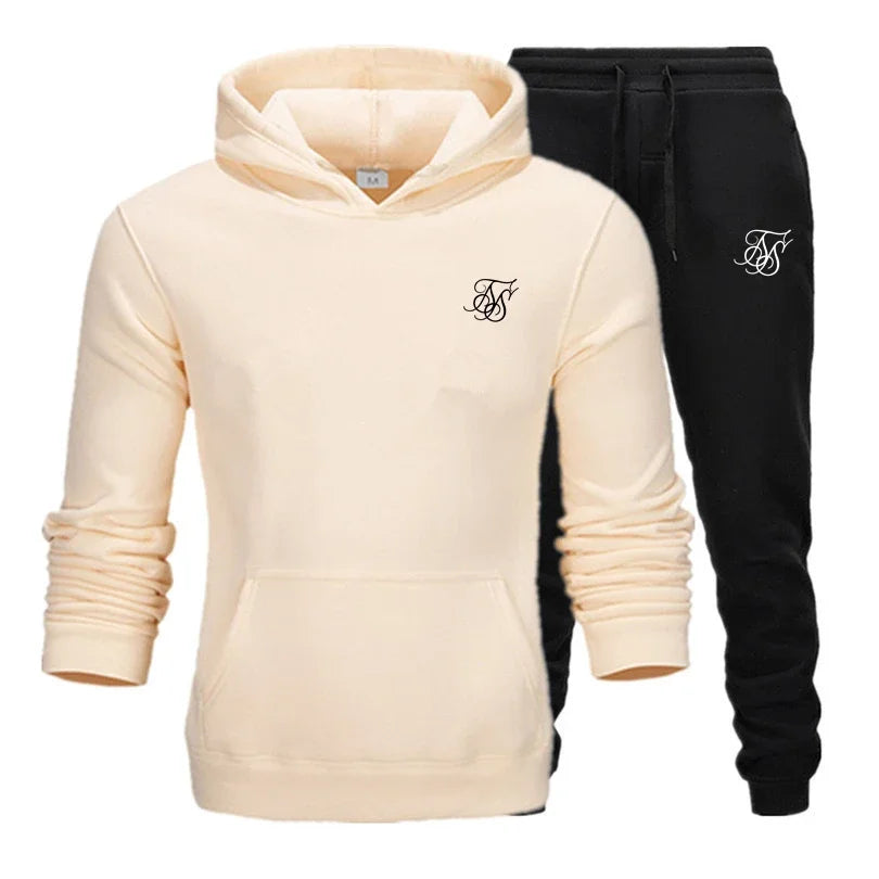 sik silk Men Brand New Sets Fashion Autumn Spring Sporting Suit Sweatshirt Sweatpants Mens Clothing 2 Pieces Sets Slim Tracksuit