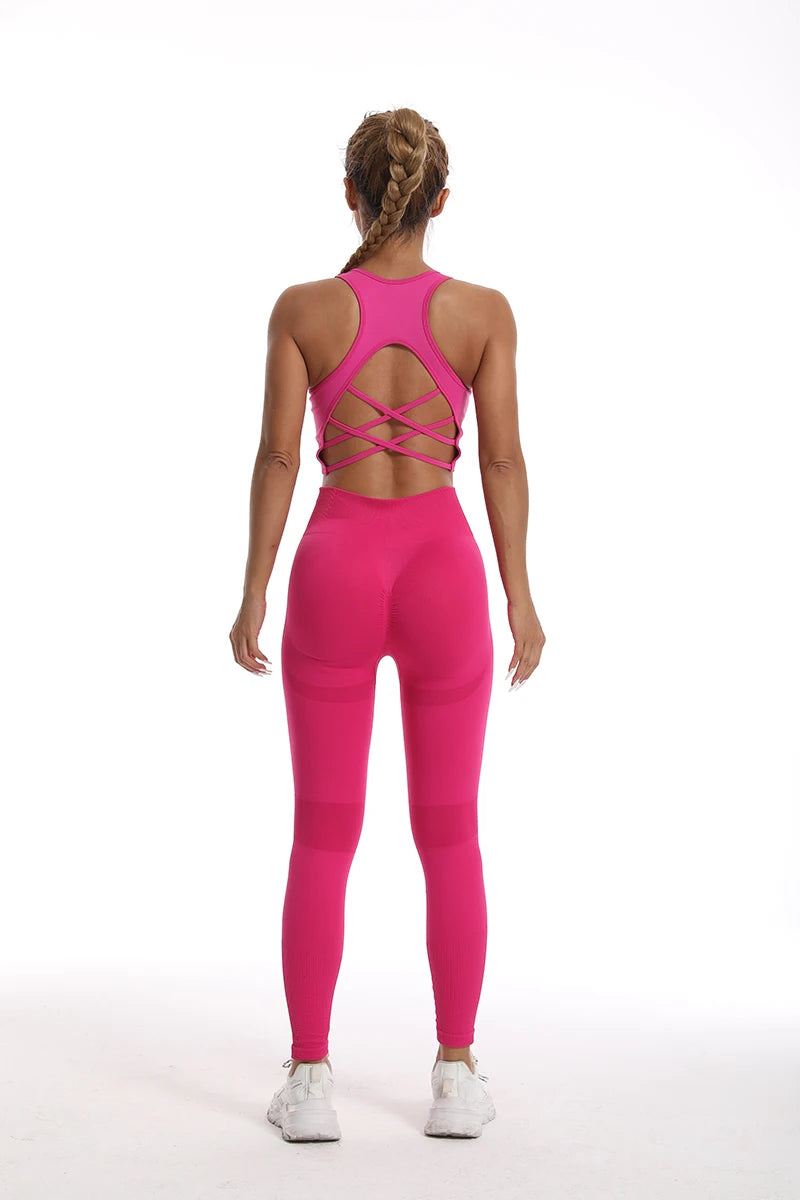 Women's tracksuit Fitness Yoga Sets Sportswear Workout Sports Bra+High Waist Leggings