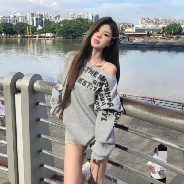 Y2k Sexy Oversize T shirt Women Streetwear Print Long sleeve Basic Top Lady Fall Winter Korean Fashion Oversized Tees Shirt