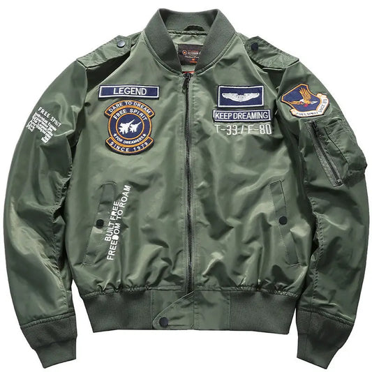 USA Man's Bomber Jacket Baseball Uniform Air Force One Army Aviation Jumper Aviator