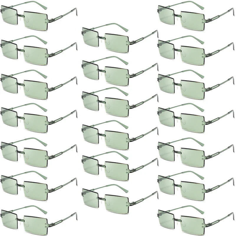 20 Pcs Per Set Rimless Rectangle Sunglasses Fashion Gradient Ocean Lenses Shades Ins Trendy Beach Vacation Sun Glasses