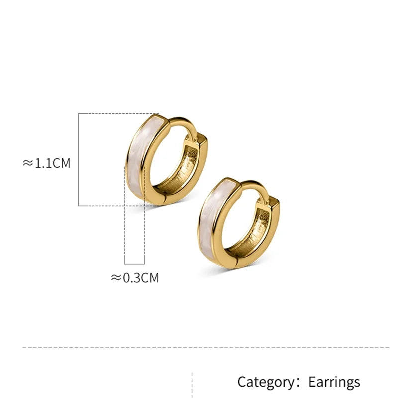 WANTME 925 Sterling Silver Fashion Simple White Enamel Huggies Ear Hoop Earrings for Women Classic Gothic Punk Men Loop Jewelry