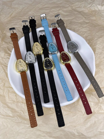 Famous Brand Women Quartz Watch Luxury Gift Ladies Snake Head Female Watch Fashion Red Leather Strap Wristwatch Dropshipping