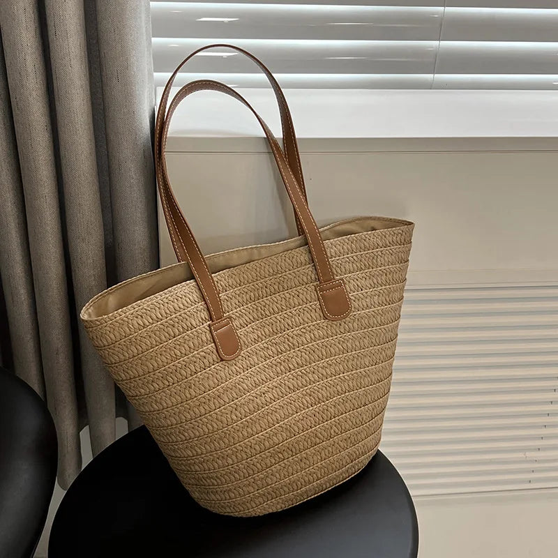 Large Capacity Straw Bag For Women Knitted Straw Bag Bohemia