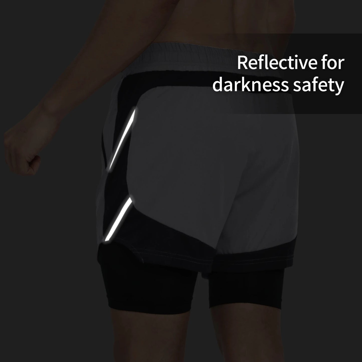 Men's 7" Running Shorts 2 in 1 Quick Dry Athletic Training Exercise Jogging