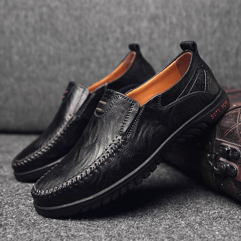 Genuine Leather Men Shoes Luxury Brand 2023 Casual Slip on Formal Loafers Men Moccasins Italian Black Male Driving Shoes Men