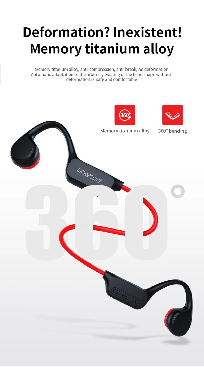 POLVCDG Bone Conduction Headset IPX8 32GB Bluetooth 5.3 Wireless Swimming Headset with Microphone Waterproof Exercise Fitness