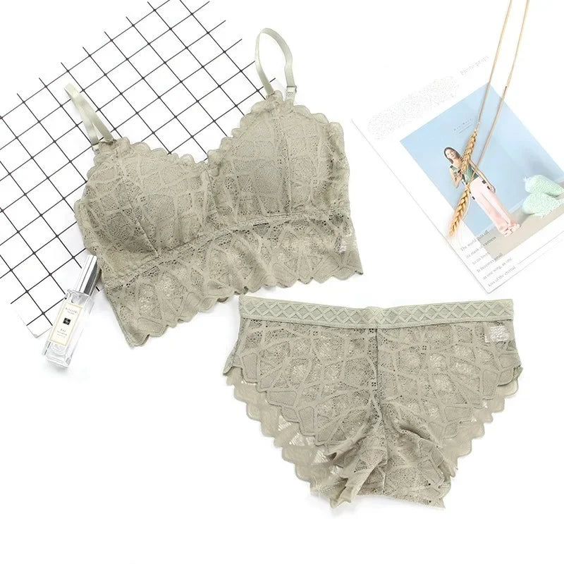 Women's Bra Set Beauty Back Tops Lace Push-up Bras and Panty Sets