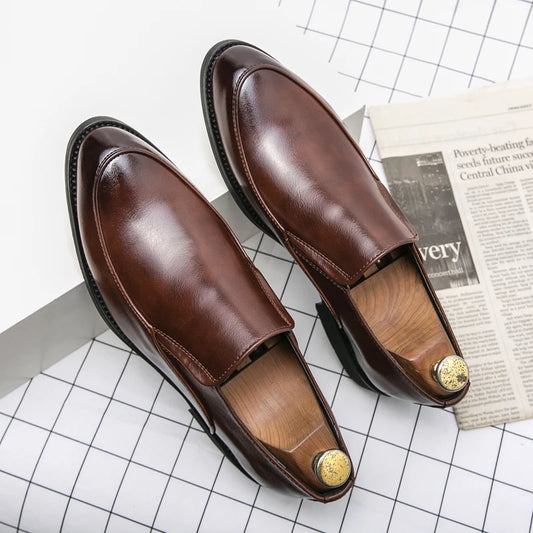Men Dress Shoes Business Slip on Men Leather Formal Moccasin Oxford Male Loafers Shoes for Men