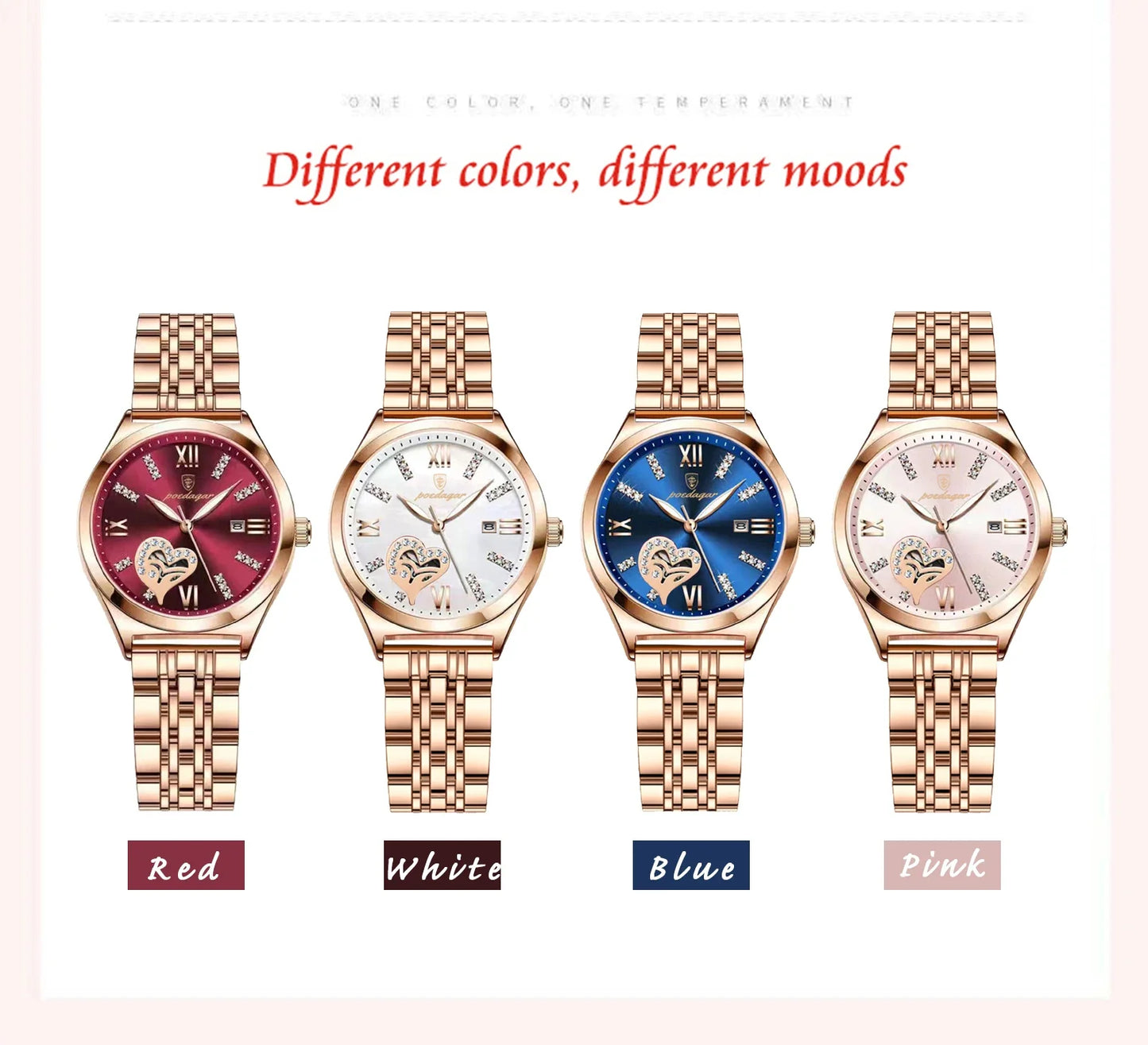 POEDAGAR Luxury Watches For Women Waterproof Luminous Date Stainless Steel Woman Watch Elegant Fashion Quartz Ladies Wristwatch