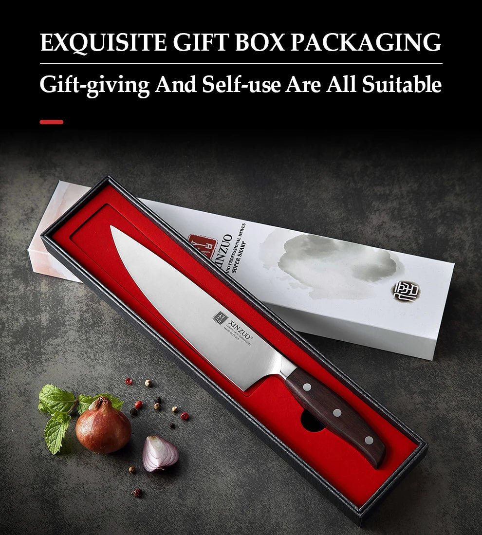 XINZUO 8'' Chef Knife German DIN 1.4116 Steel Kitchen Knives Stainless Steel Meat