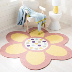 Round Flower Fluffy Carpet Bedside Plush Rug Cushion Girl Bedroom Children's Room