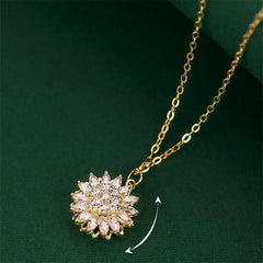 Retro Charm Sunflower Smart Necklace Women's Fashion Rotating Sunflower Small Fresh