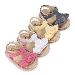 Valen Sina 0-18 Months Baby Girl Summer Sandals Cute Bow Non-Slip Rubber Sole