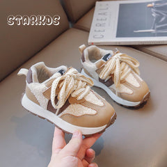 Kids Winter Warm Lambswool Sneakers Brand Design Lace Detail Girls Sport Shoes