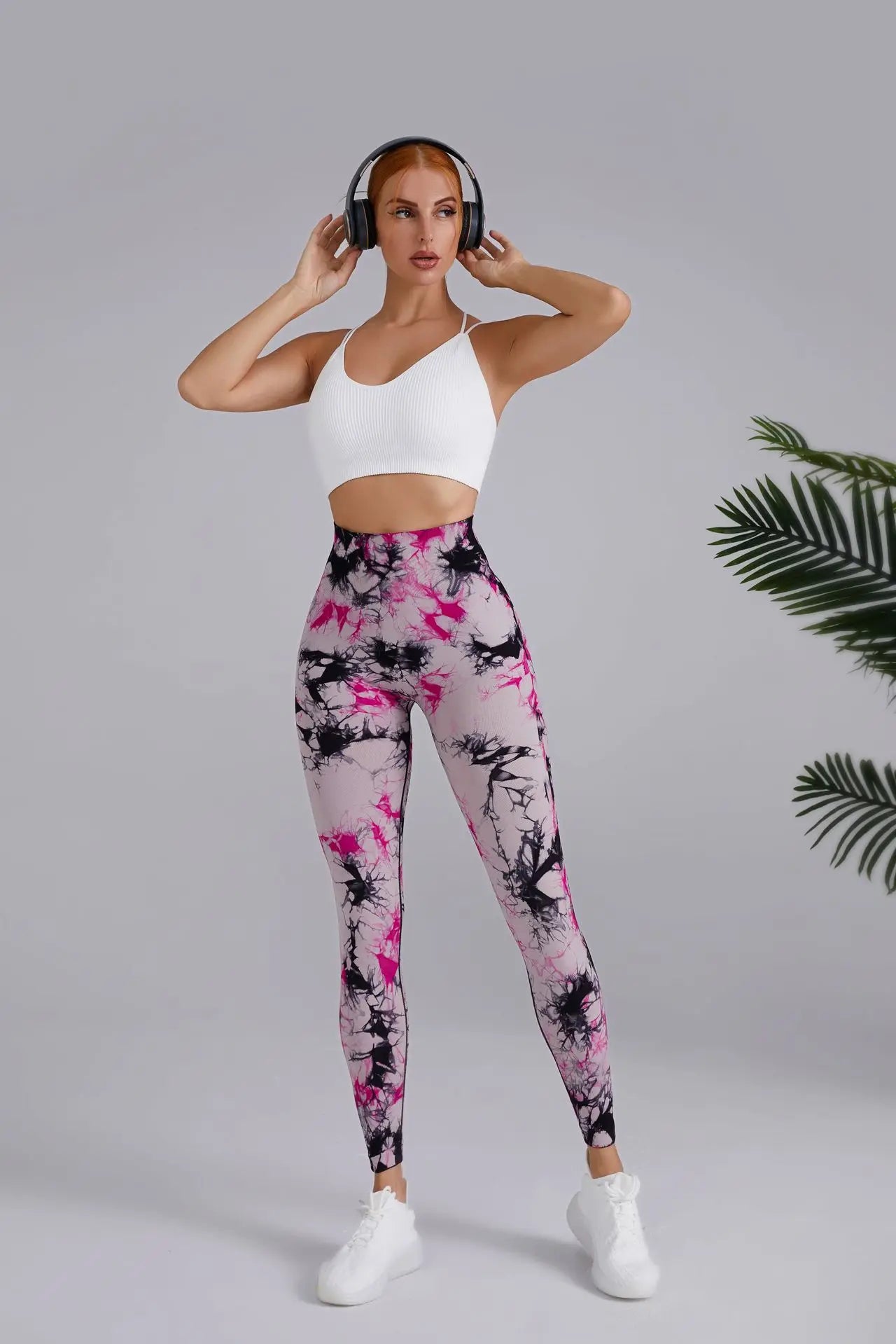 Seamless Peach Yoga Pants Women's Dual Color Tie Dye Tie Float High Waist Sports