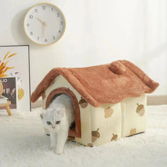 Soft Cat Bed Deep Sleep House Dog Cat Winter House Removable Cushion Enclosed Pet