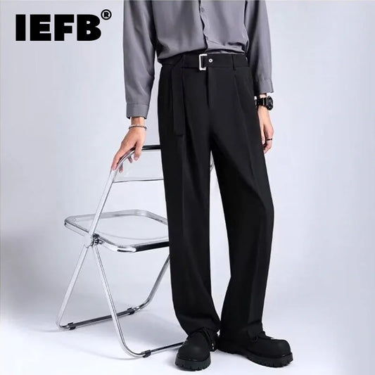 Men's Suit Pants Loose Droop Straight Bottom Casual Wide Leg Solid Color Male Trousers