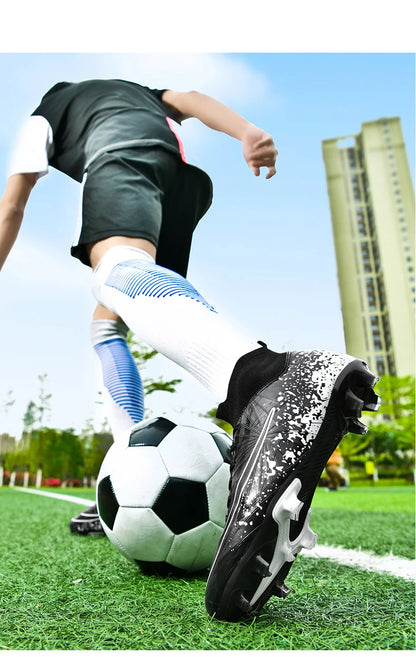 Men Soccer Shoes TF/FG High Ankle Training Cleats Professional Football Boots